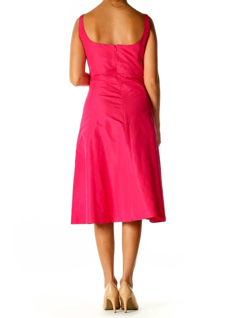 J. Crew Silk Taffeta Magenta Pink A-Line Babydoll Midi Dress, Size 4